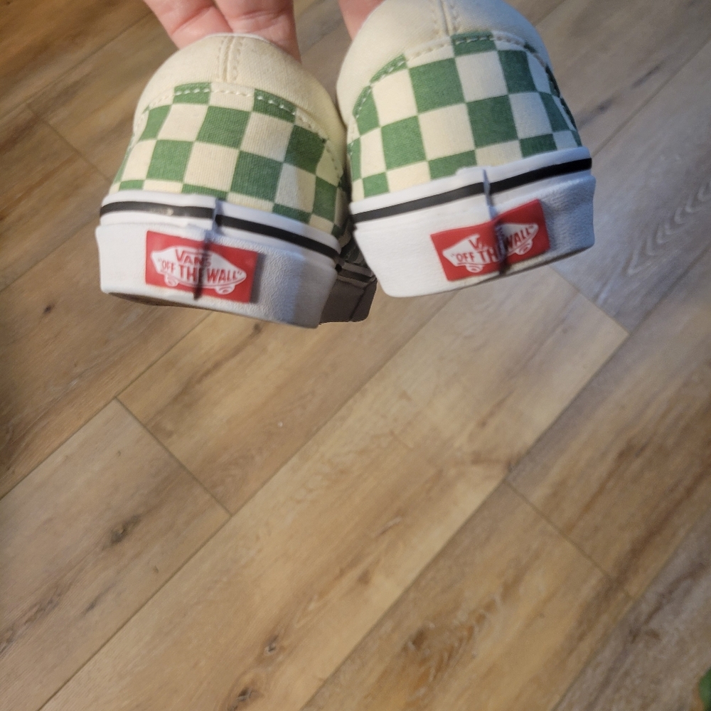 Vans Classic Slip-On Checkerboard – Green & White – Mens 6 / Womens 7.5 - Picture 5 of 7